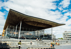 The Senedd building in Cardiff Bay